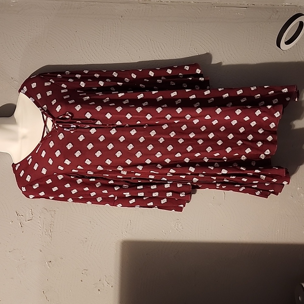 Rue21 medium midi dress like new! Burgundy with white and light blue design.